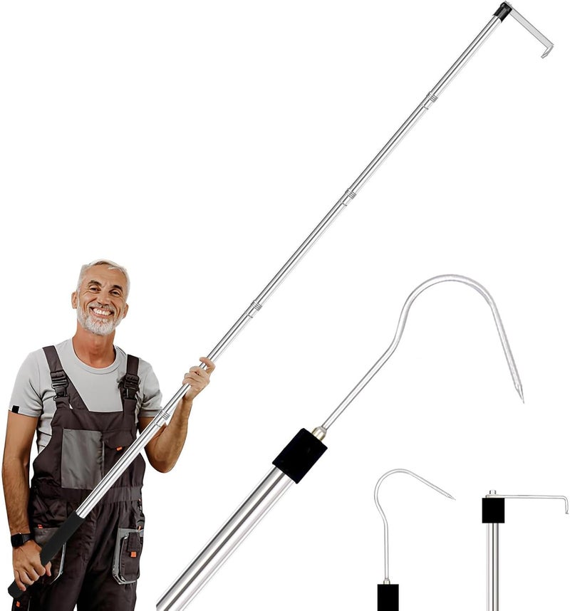 NigWarm Truck Cargo Grabber - 34-70 Inch Sturdy Pickup Truck Bed Cargo Retrieval Pole, with 2 Replacement Hooks | Essential Bed Buddy Truck Cargo Retriever for Easy Pickup - Image 1